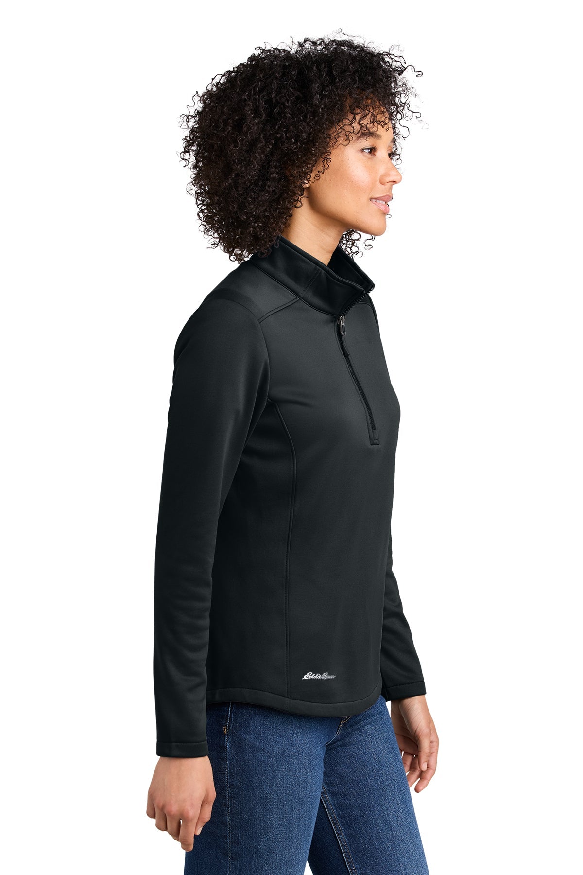 Eddie Bauer Womens Smooth Mid Layer Fleece Custom 1/2-Zips, Black