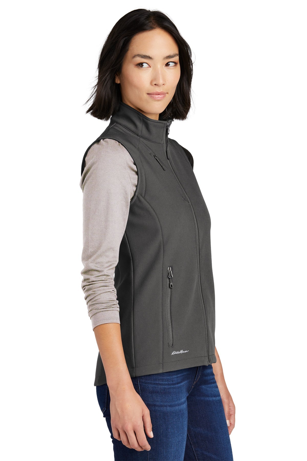 Eddie Bauer Womens Stretch Soft Shell Custom Vests, Iron Gate