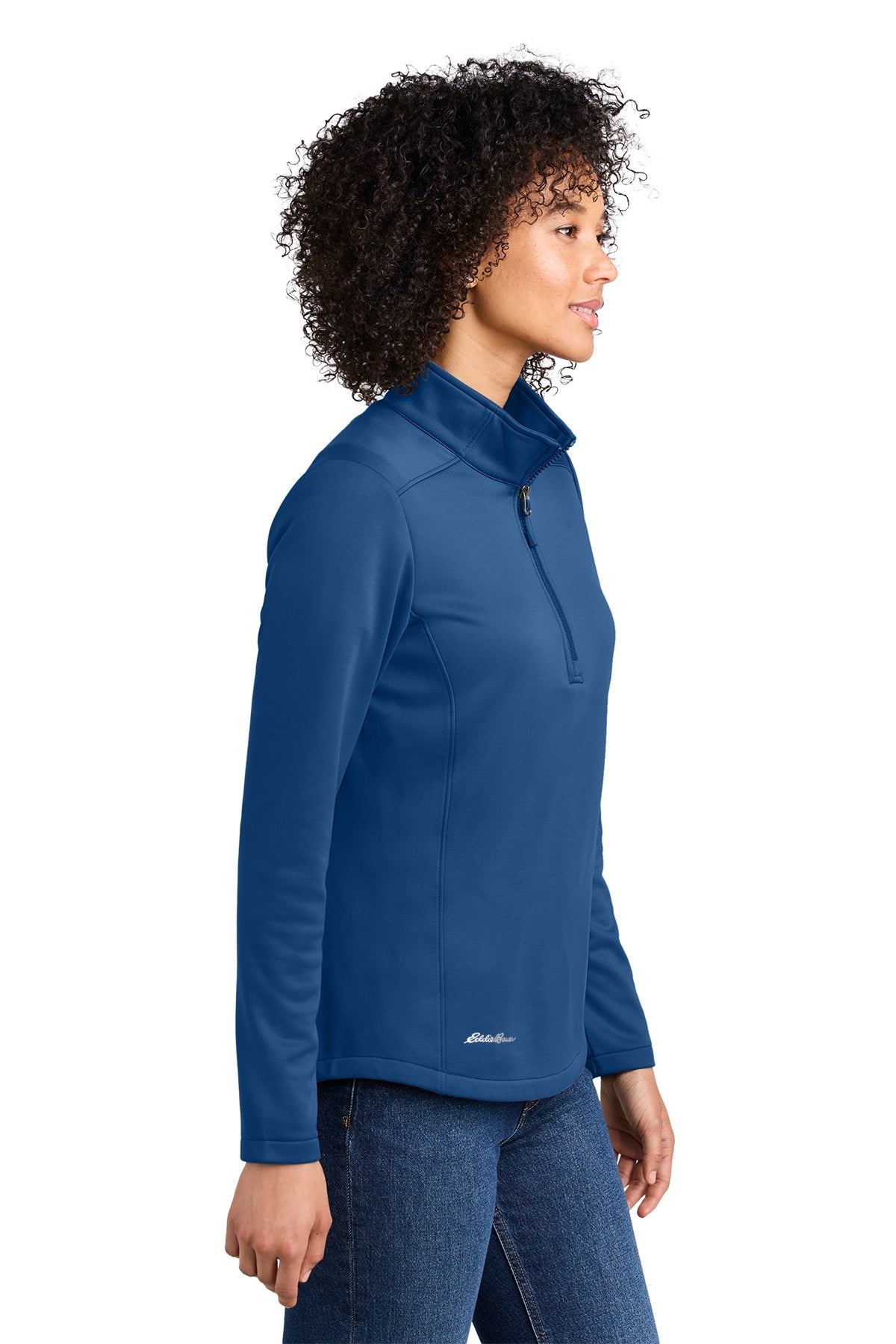 Eddie Bauer Womens Smooth Mid Layer Fleece Custom 1/2-Zips, Cobalt Blue