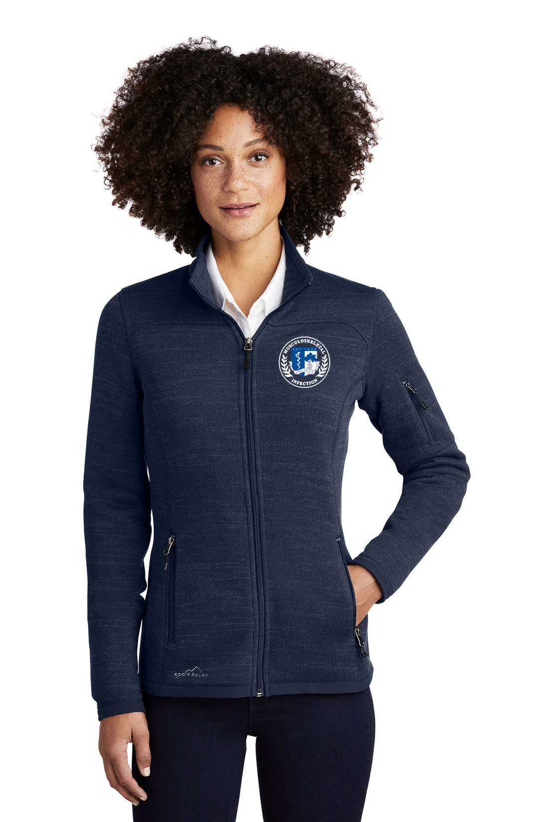 Eddie Bauer Ladies Fleece Jacket, River Blue Navy Heather - MSIS