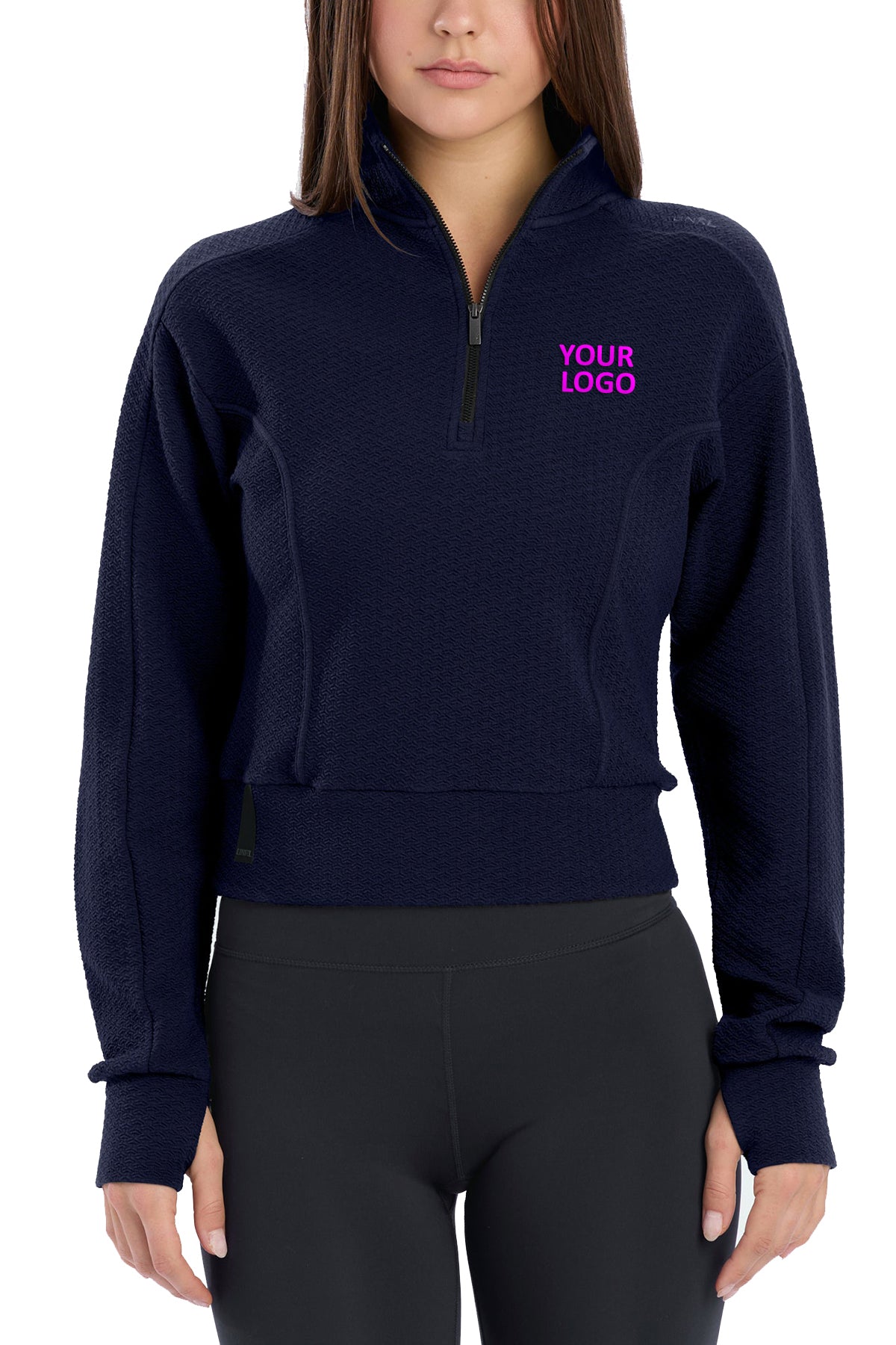 UNRL Women's Elevation Custom Half-Zip Pullovers, Midnight Navy