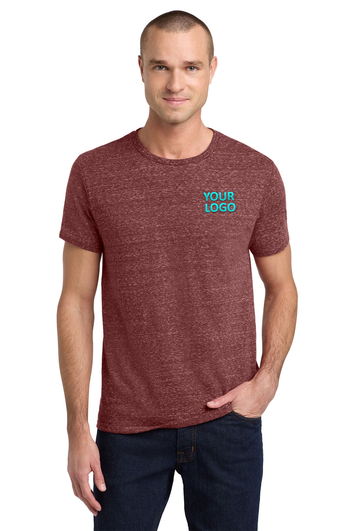 Jerzees Snow Heather Jersey T-Shirt 88M Maroon