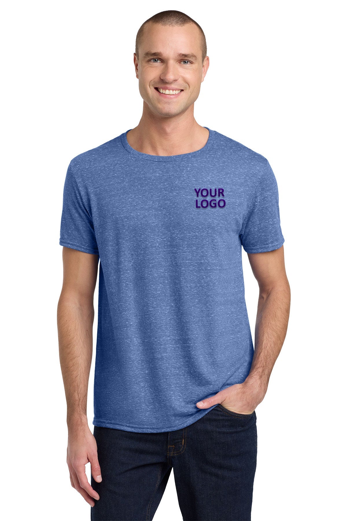 jerzees snow heather jersey t-shirt 88m royal