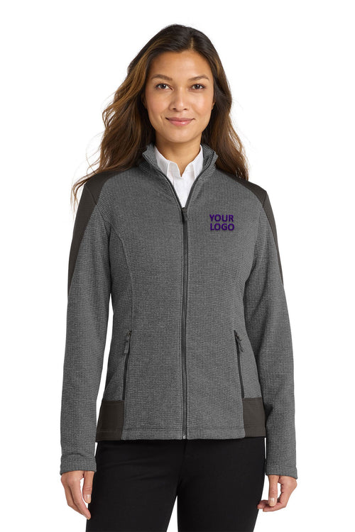 Port Authority Grid Fleece Custom Jackets, Grey Smoke Heather/ Grey Smoke