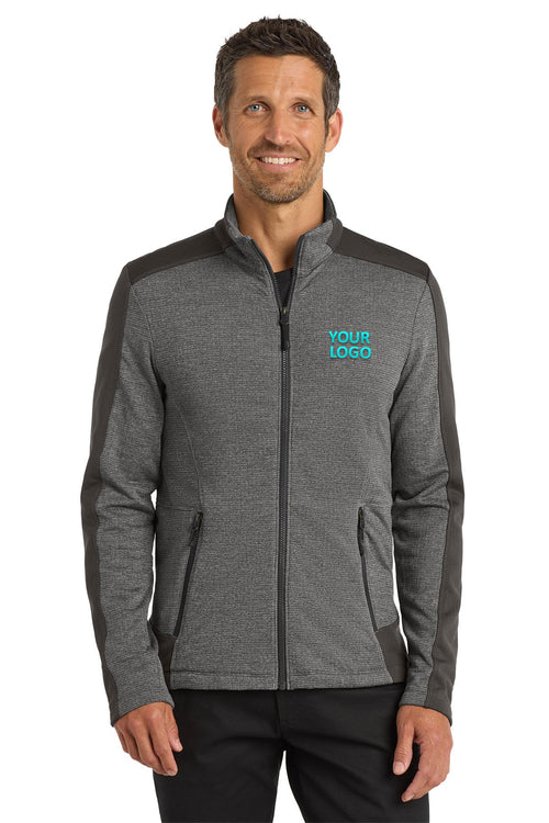 Port Authority Women's Grid Fleece Custom Jackets, Grey Smoke Heather/ Grey Smoke