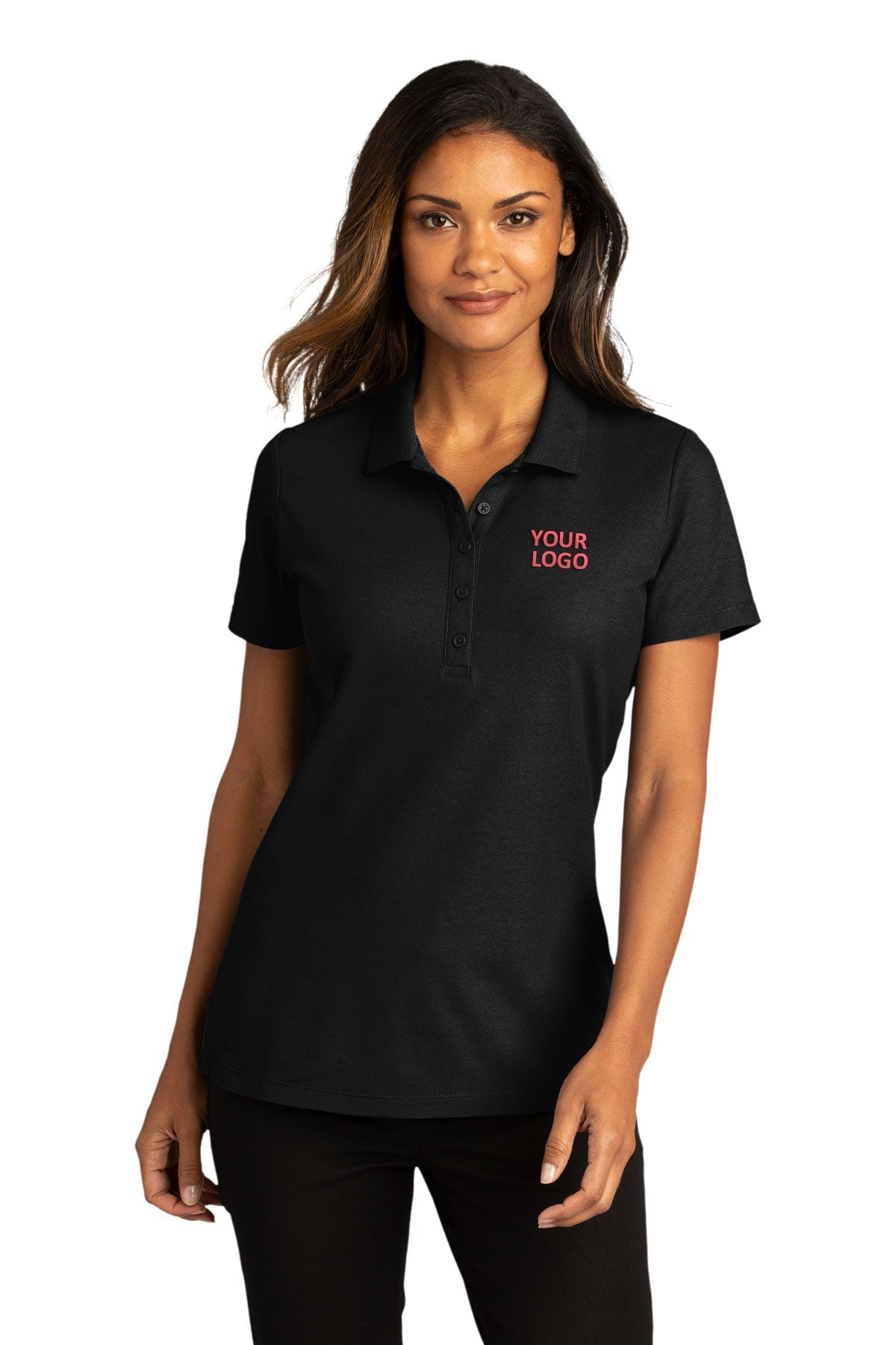 Port Authority Womens SuperPro React Custom Polos, Deep Black [Winners Circle Group]