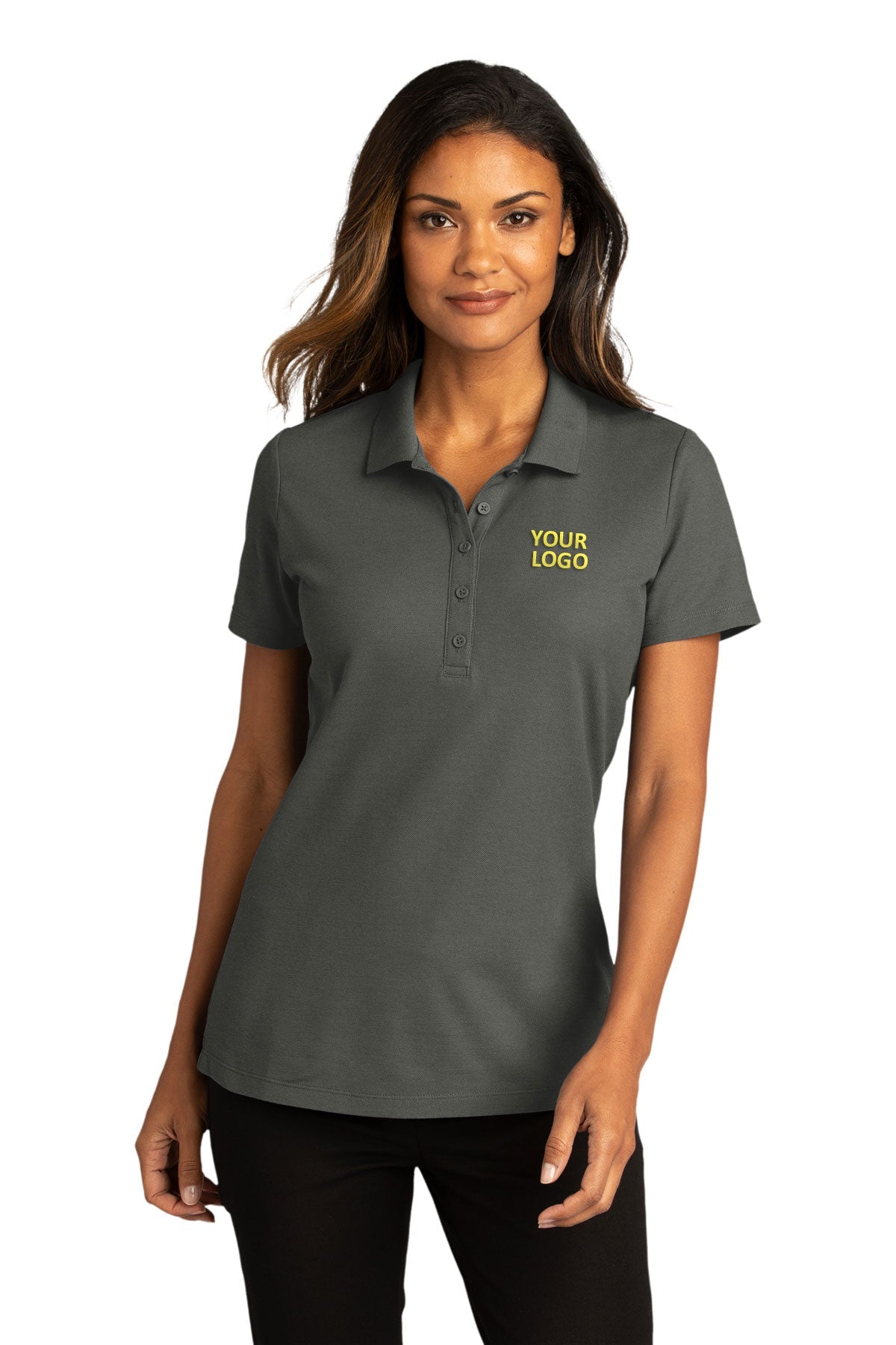 Port Authority Womens SuperPro React Custom Polos, Storm Grey