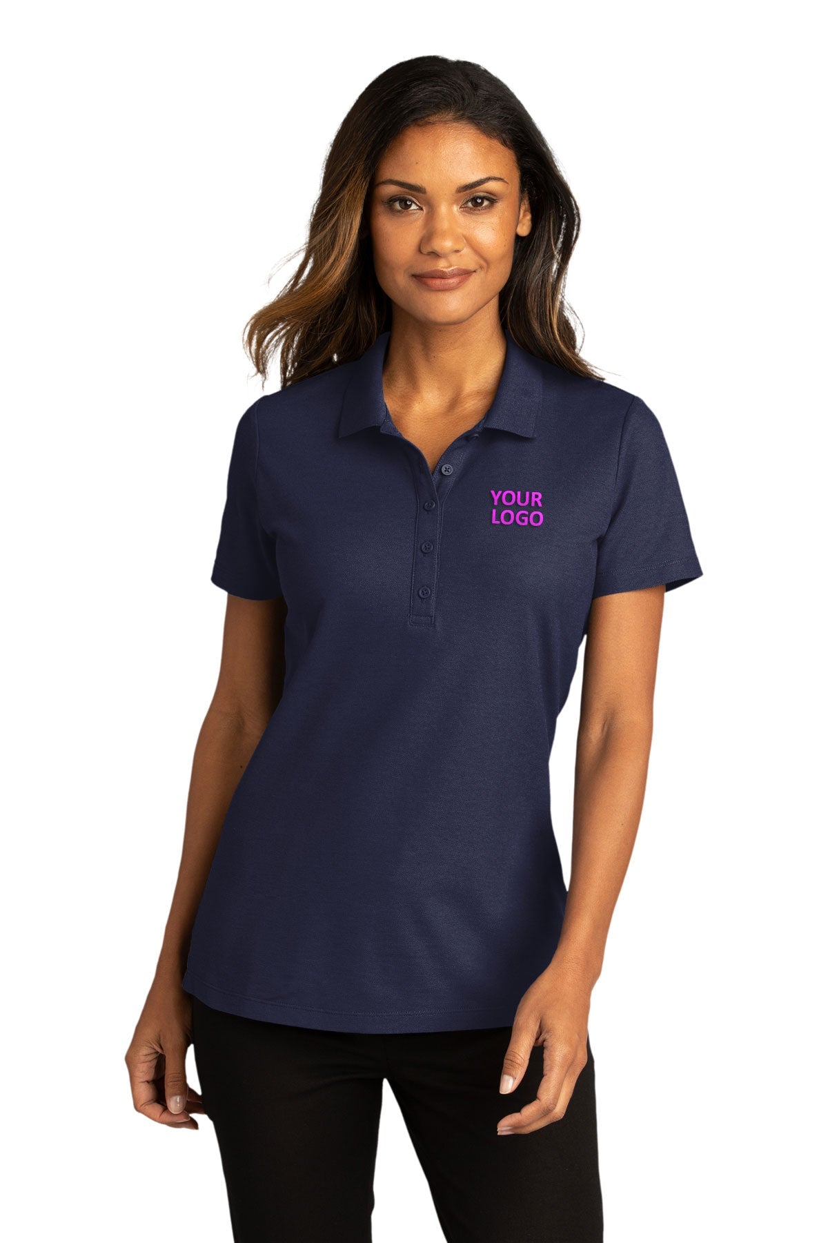 Port Authority Womens SuperPro React Custom Polos, True Navy [Skurka Aerospace, Inc.]