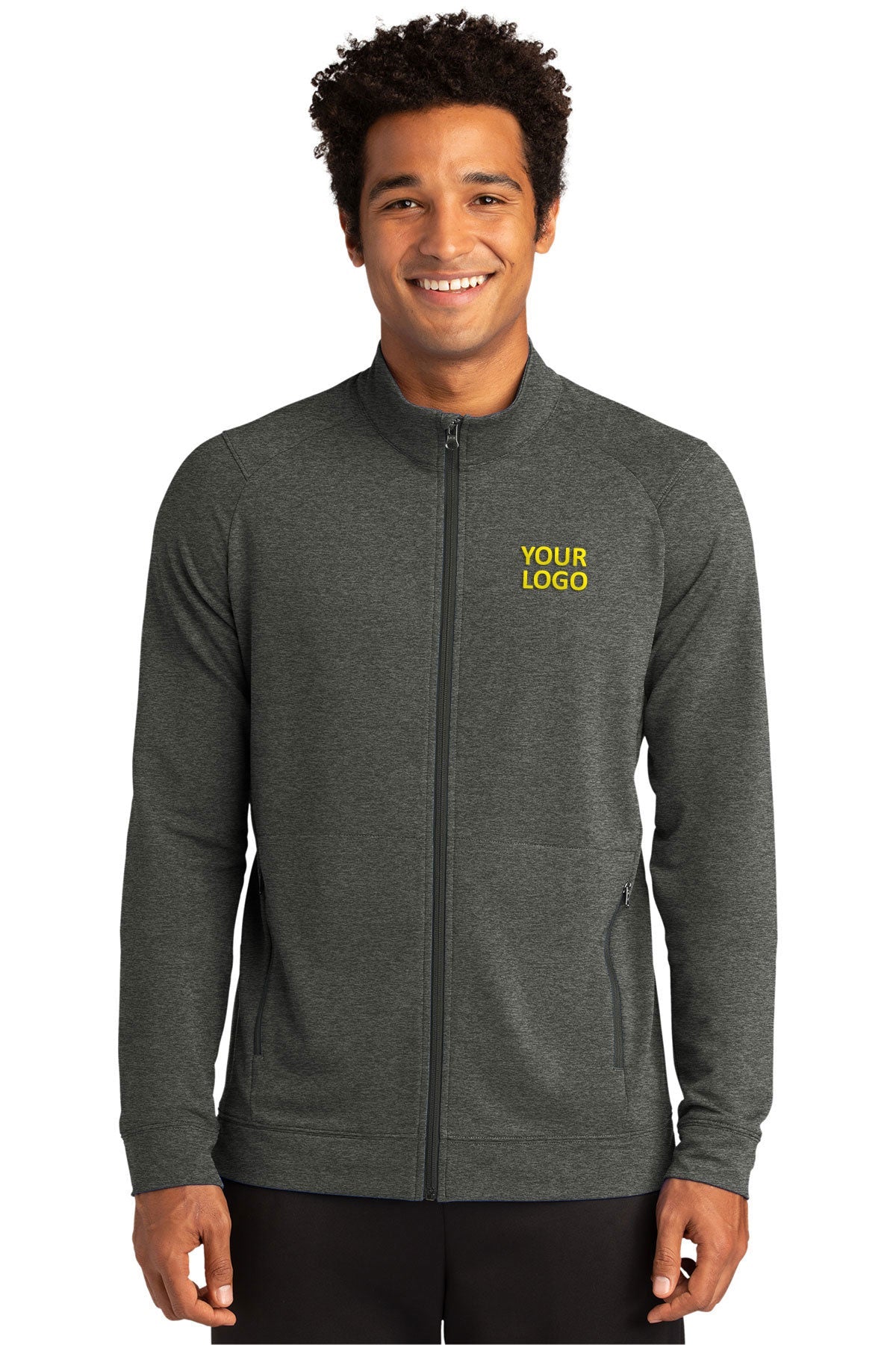Sport-Tek Custom Sport-Wick Flex Fleece Full-Zips, Dark Grey Heather