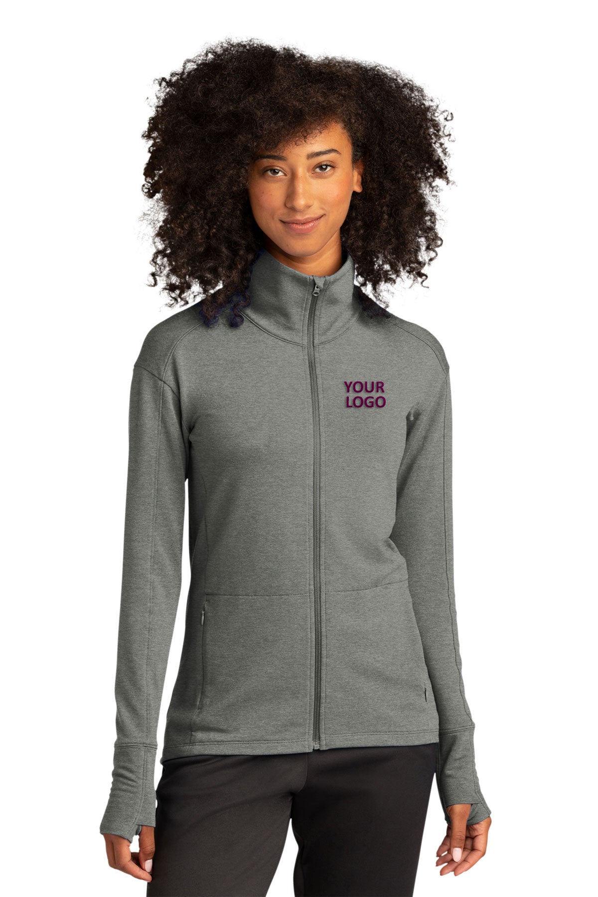Sport-Tek Women's Custom Sport-Wick Flex Fleece Full-Zips, Light Grey Heather