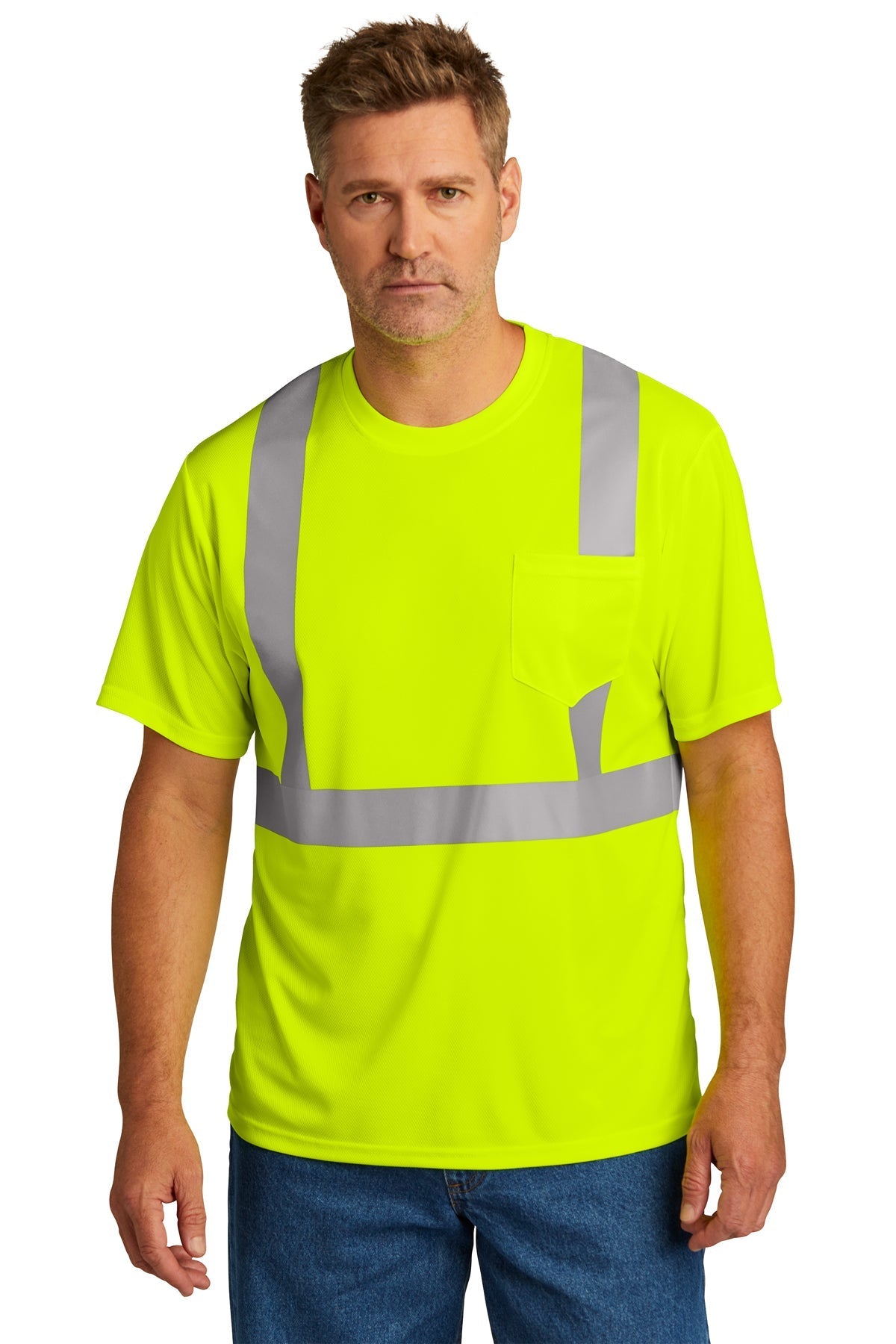 CornerStone ANSI 107 Class 2 Mesh Custom Tee's, Safety Yellow [Mechanical Solutions]