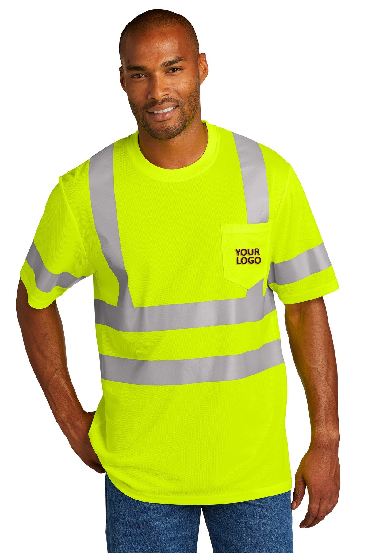 CornerStone ANSI 107 Class 3 Mesh Custom Tee's, Safety Yellow [DGN Enterprise]