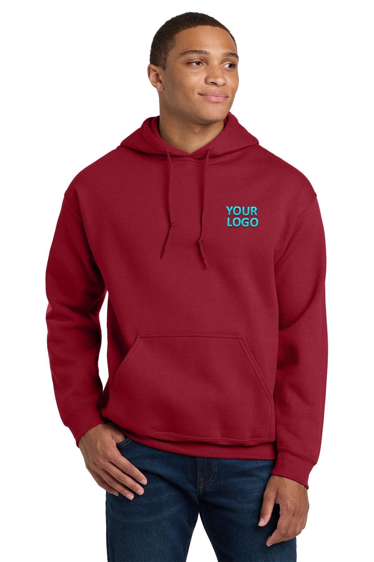 Gildan Cherry Red 18500 business sweatshirts with logo