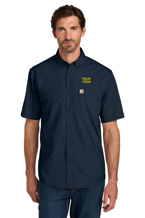 Carhartt Force Sun Defender Long Sleeve Custom Shirts, Navy