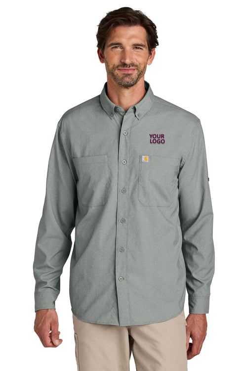 Carhartt Force Sun Defender Short Sleeve Custom Shirts, Steel