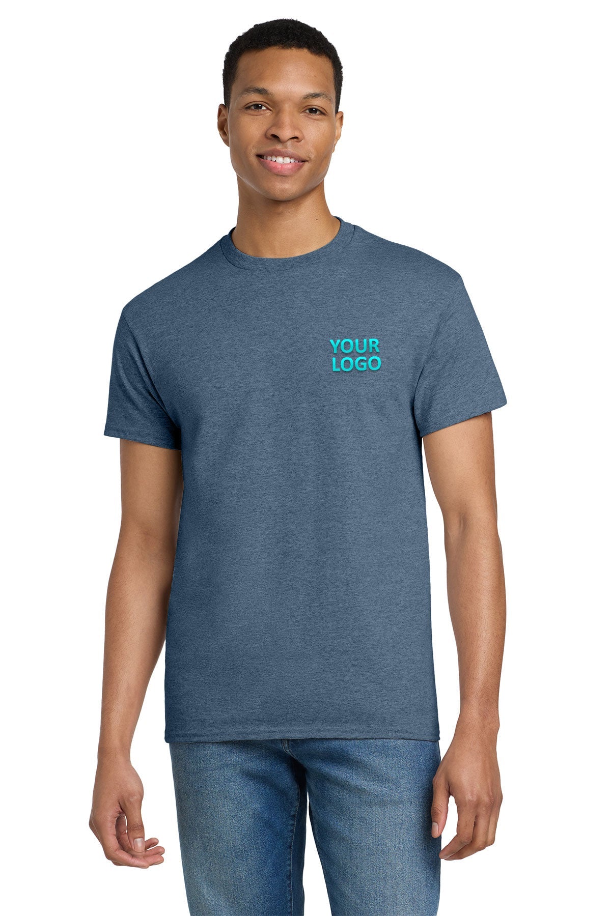 gildan ultra cotton t shirt 2000 heathered indigo