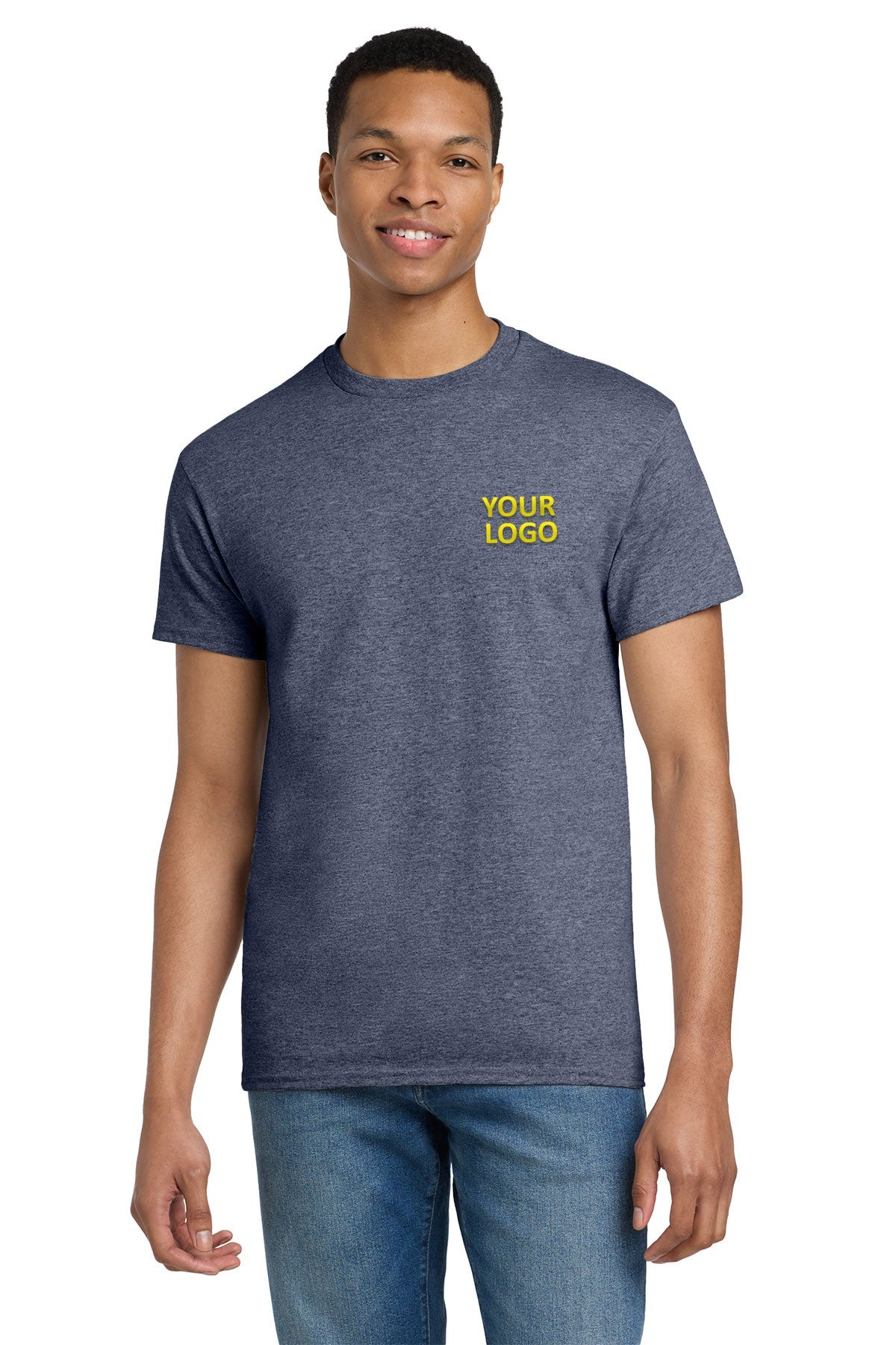 gildan ultra cotton t shirt 2000 heathered navy