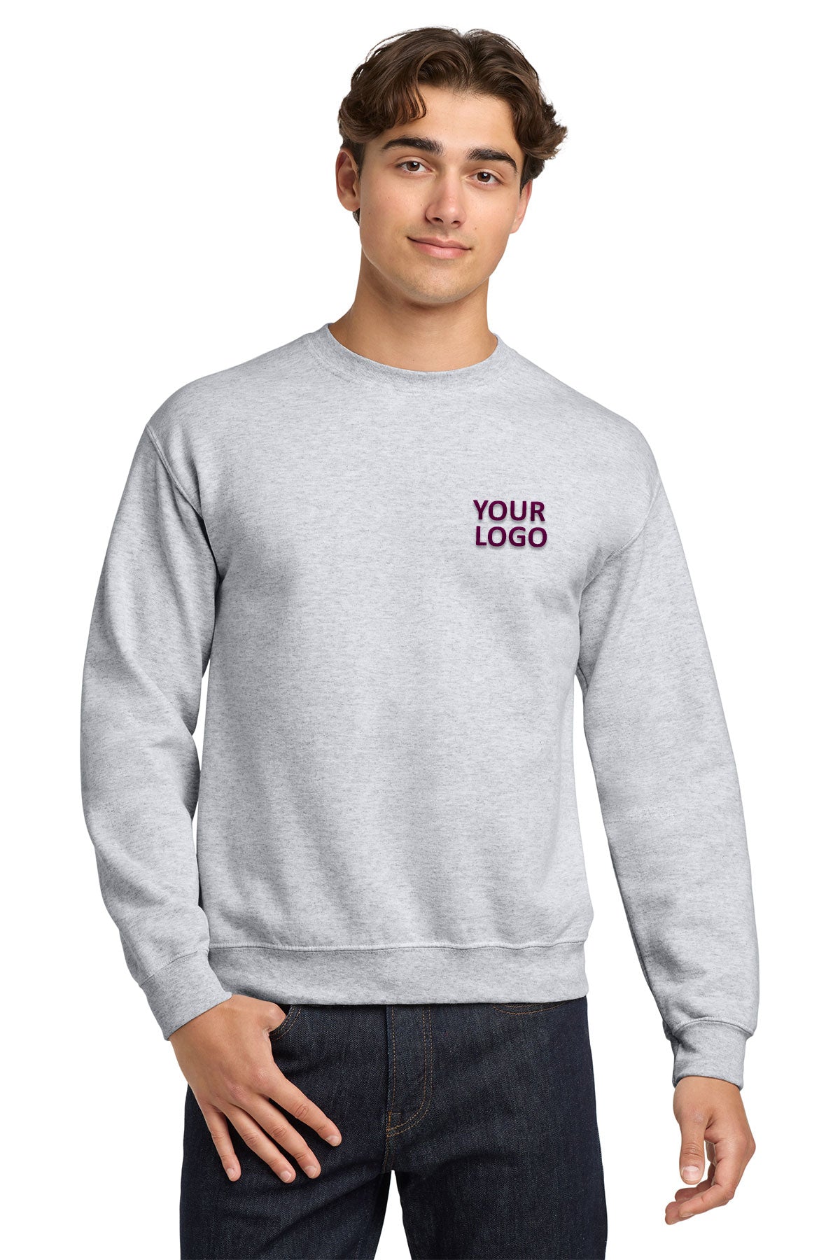 Gildan Ash 18000 custom logo sweatshirts