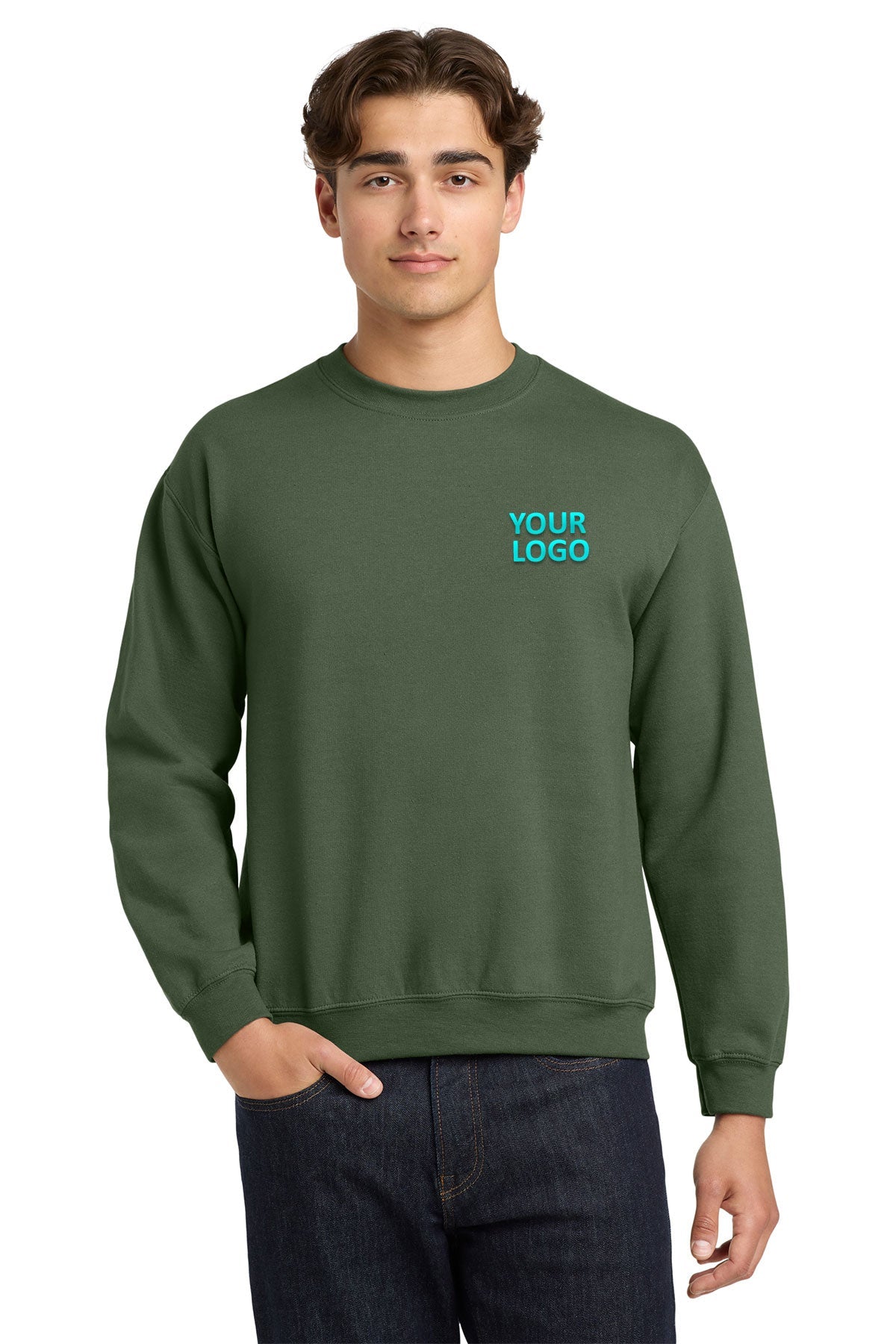Gildan Military Green 18000 custom dri fit sweatshirts