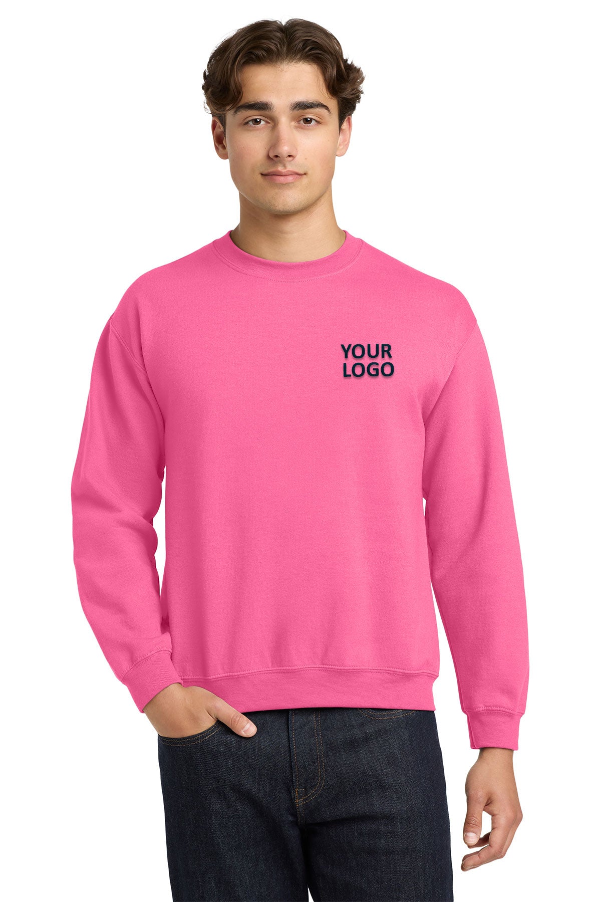 Gildan Heavy Blend Crewneck Sweatshirt Safety Pink