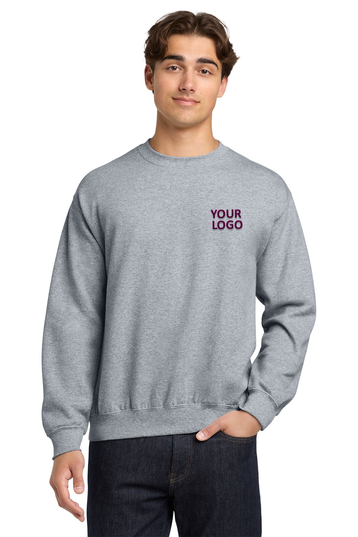 Gildan Sport Grey 18000 custom logo sweatshirts