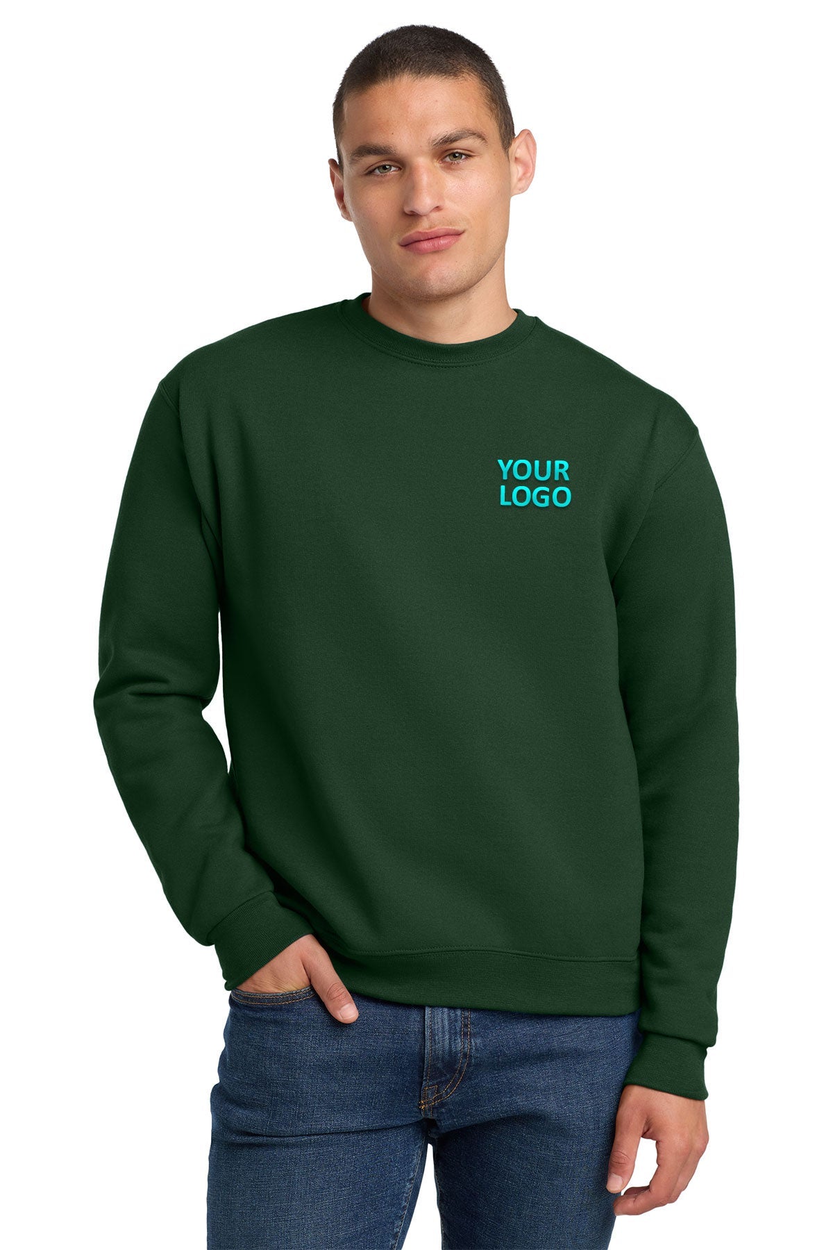 Jerzees Forest Green 4662M custom embroidered sweatshirts