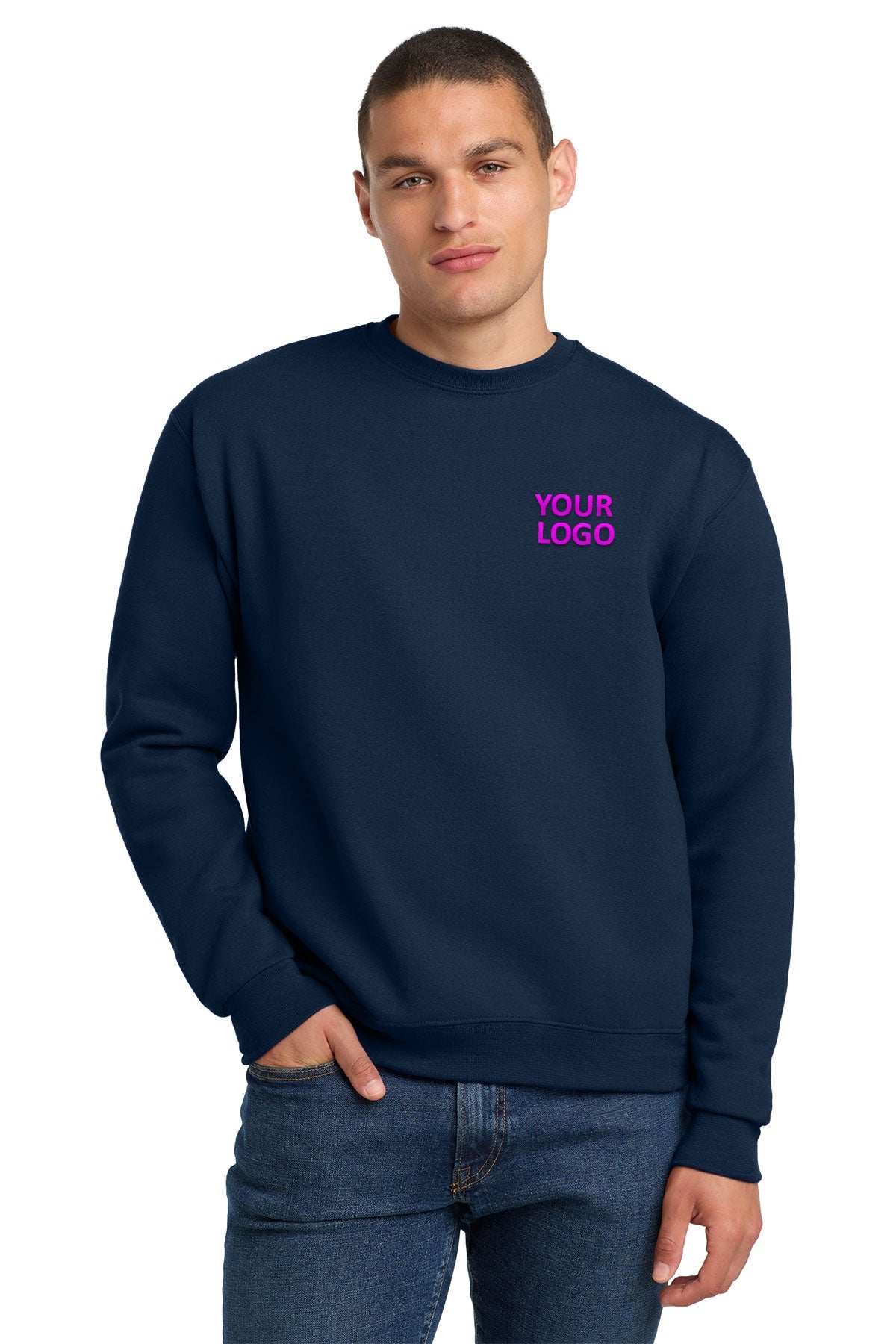 Jerzees Navy 4662M custom sweatshirts with logo