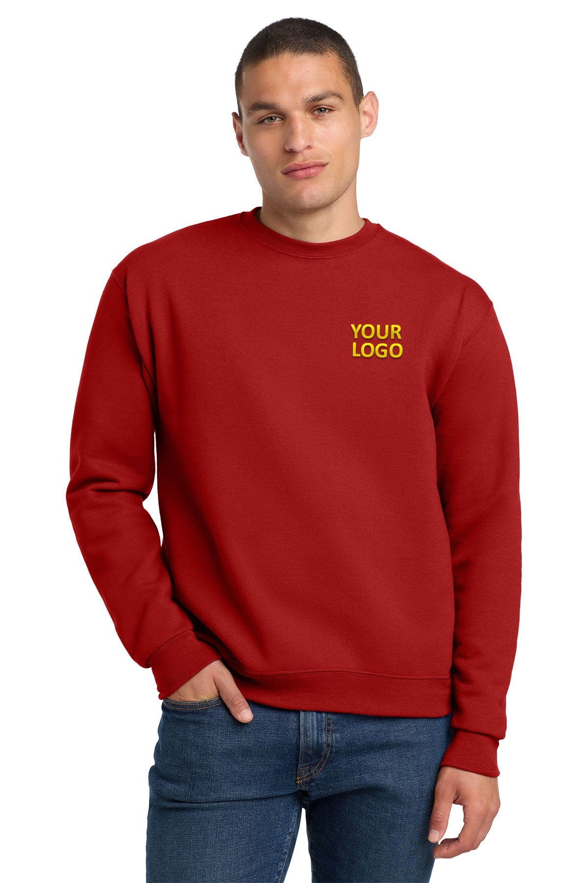 Jerzees True Red 4662M custom sweatshirts with logo