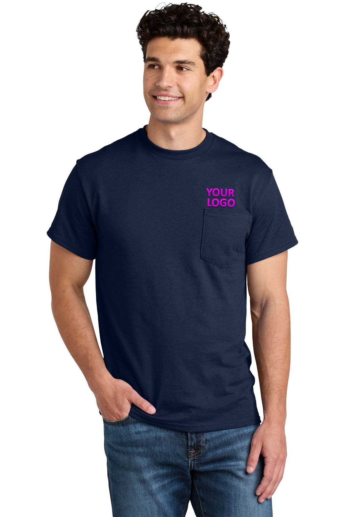 gildan dryblend cotton poly pocket t shirt 8300 navy