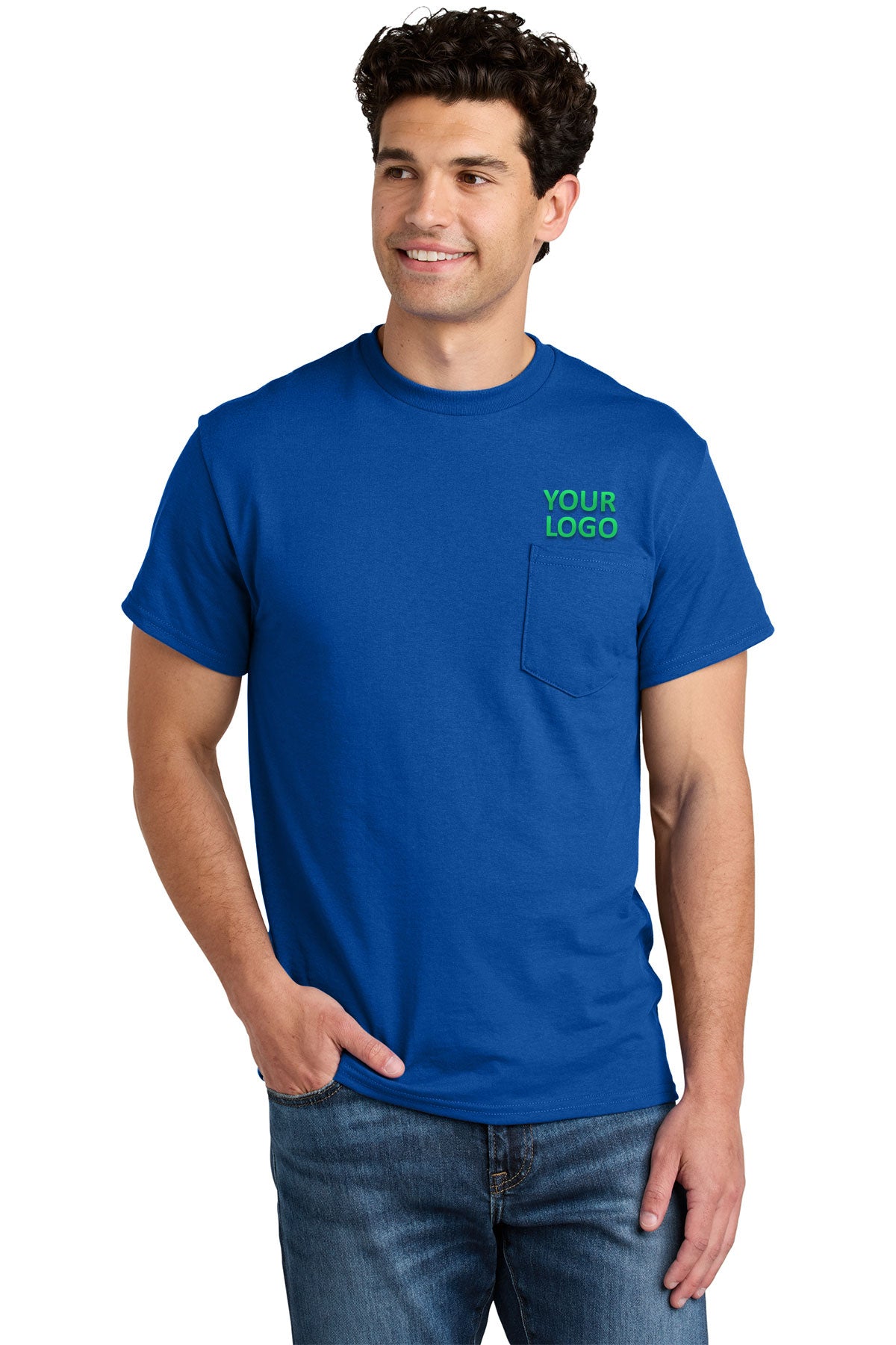 Gildan Dryblend Cotton Poly Pocket T Shirt Royal