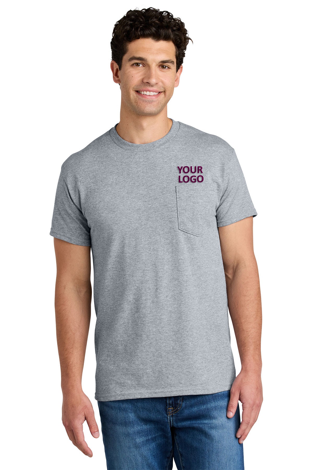 gildan dryblend cotton poly pocket t shirt 8300 sport grey