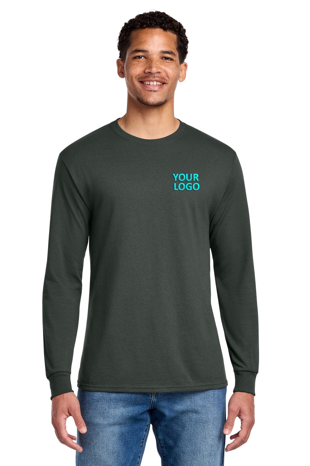 jerzees dri-power 50/50 cotton/poly long sleeve t-shirt 29ls charcoal grey