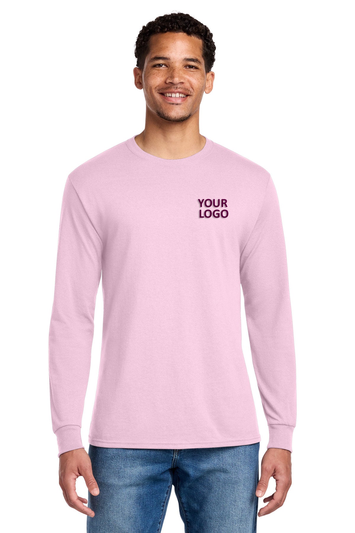 Jerzees Dri-Power 50/50 Cotton/Poly Long Sleeve T-Shirt 29LS Classic Pink