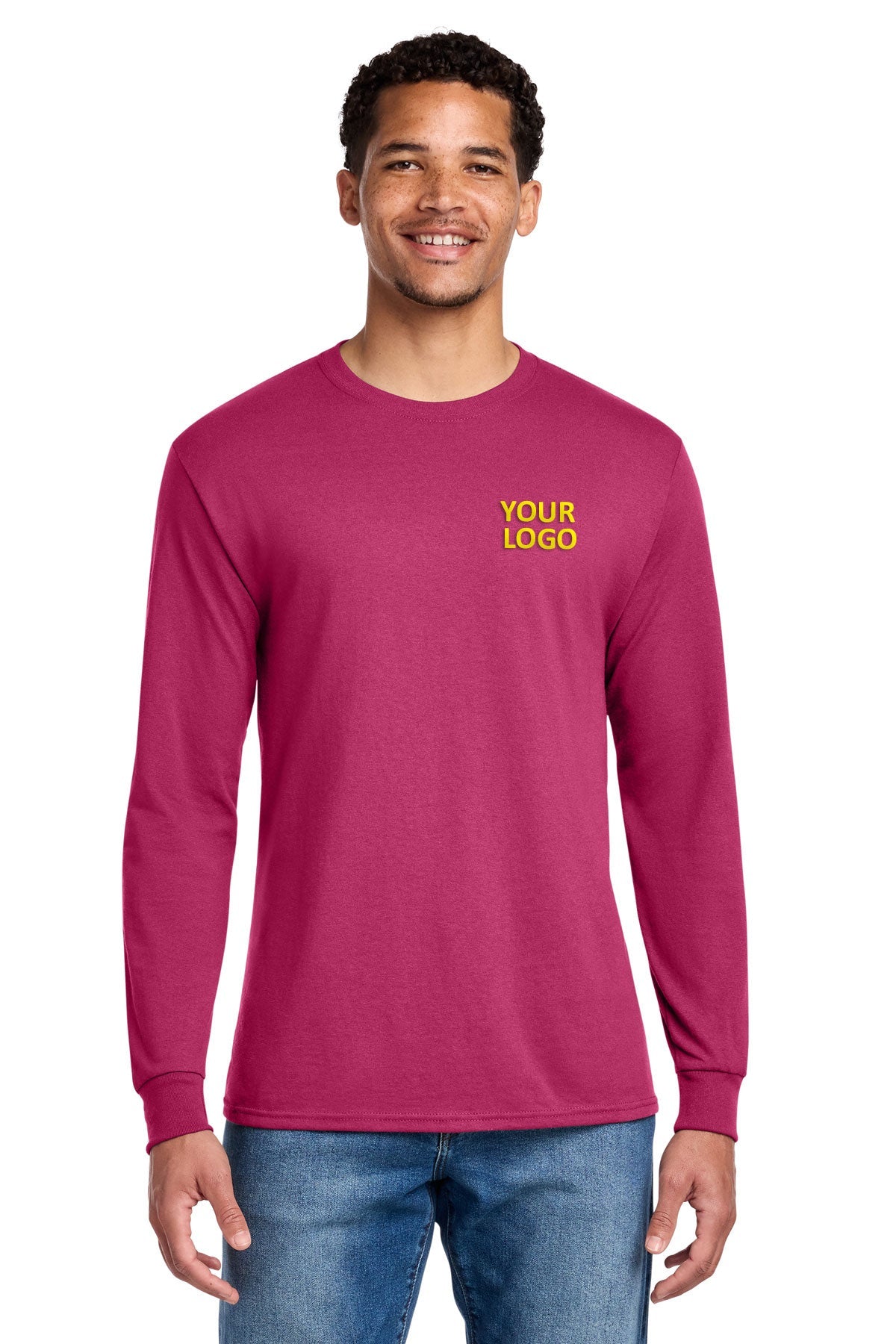 Jerzees Dri-Power 50/50 Cotton/Poly Long Sleeve T-Shirt 29LS Cyber Pink