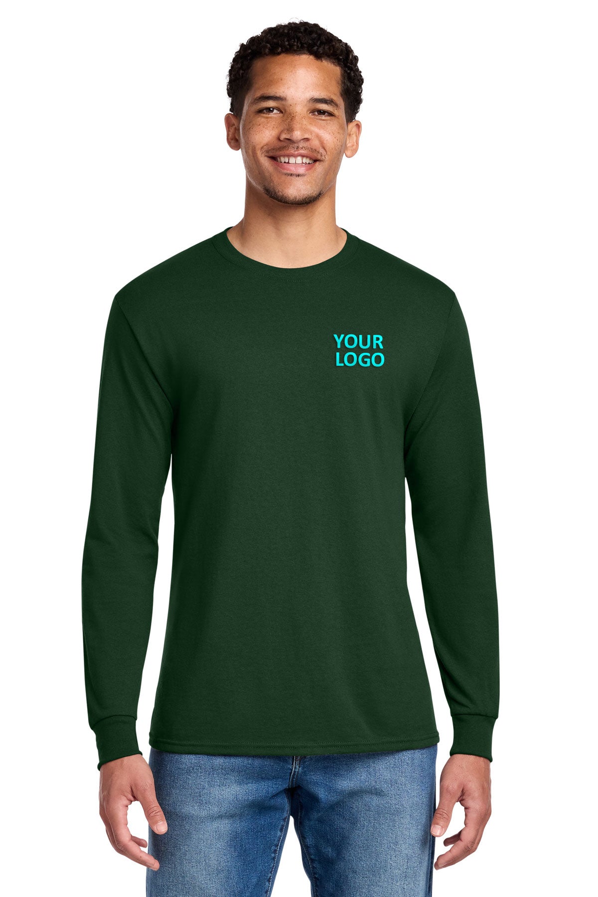 jerzees dri-power 50/50 cotton/poly long sleeve t-shirt 29ls forest green