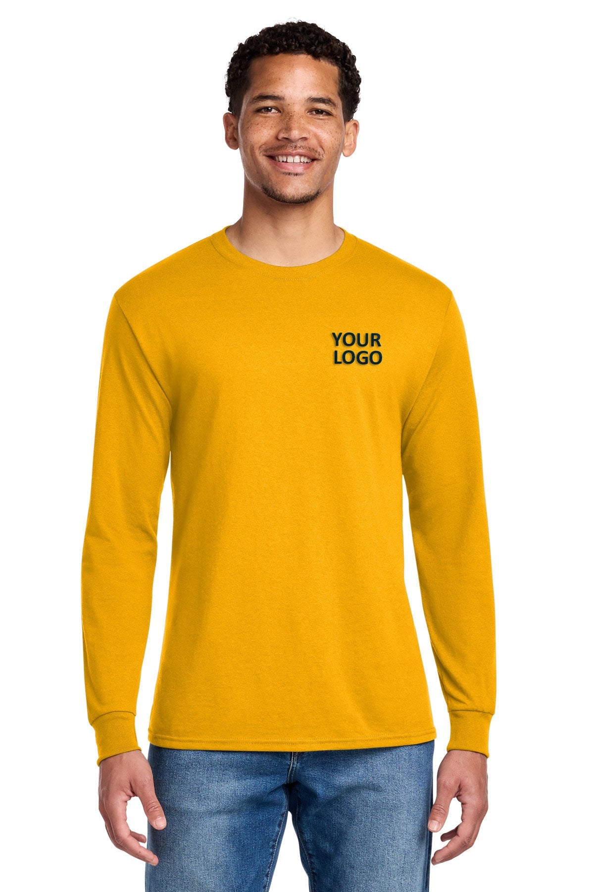 jerzees dri-power 50/50 cotton/poly long sleeve t-shirt 29ls gold