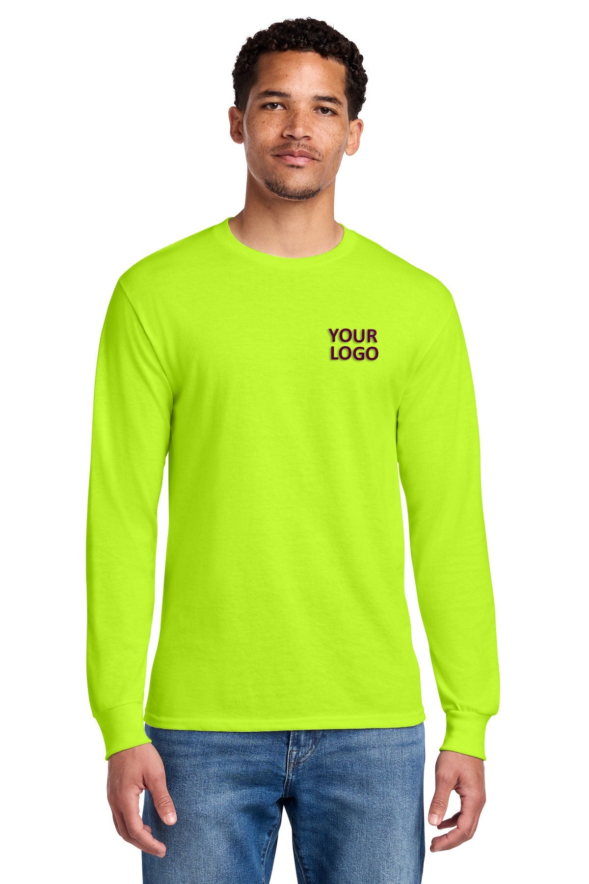 Jerzees Dri-Power 50/50 Cotton/Poly Long Sleeve T-Shirt 29LS Safety Green