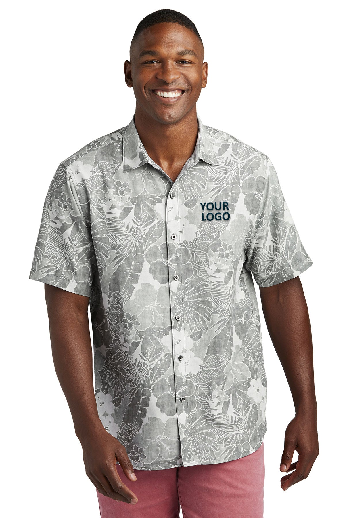 Custom Tommy Bahama Playa Flora Shirt ST325929TB Light Grey
