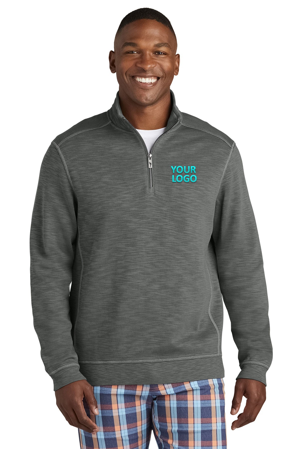 Custom Tommy Bahama Tobago Bay Quarter Zip ST226342TB Cave Grey