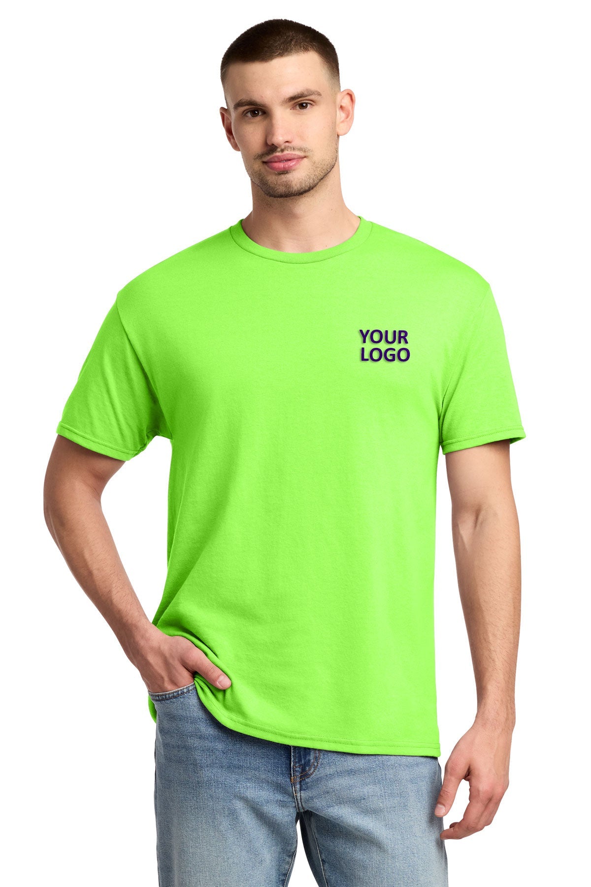jerzees dri-power active 50/50 cotton/poly t-shirt 29m neon green