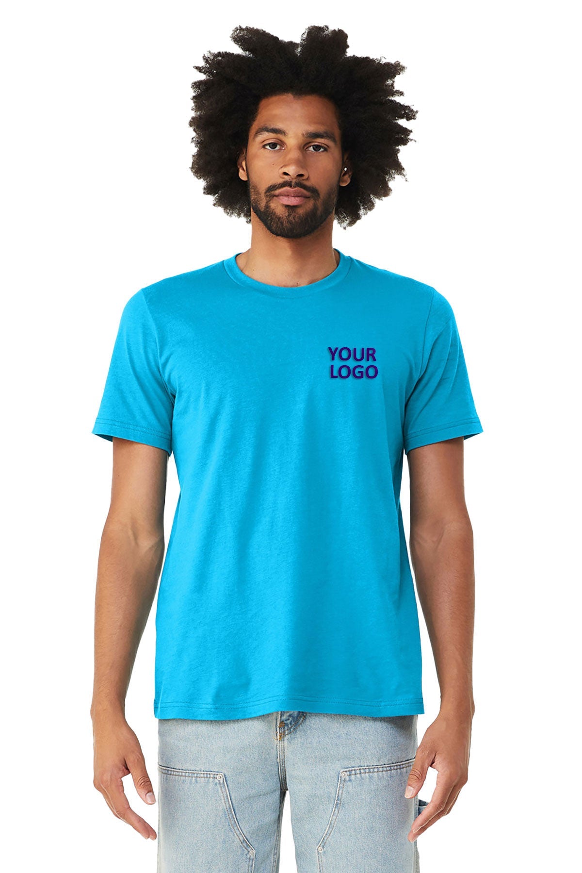 Bella Canvas Unisex Heather Custom T-Shirts, Neon Blue