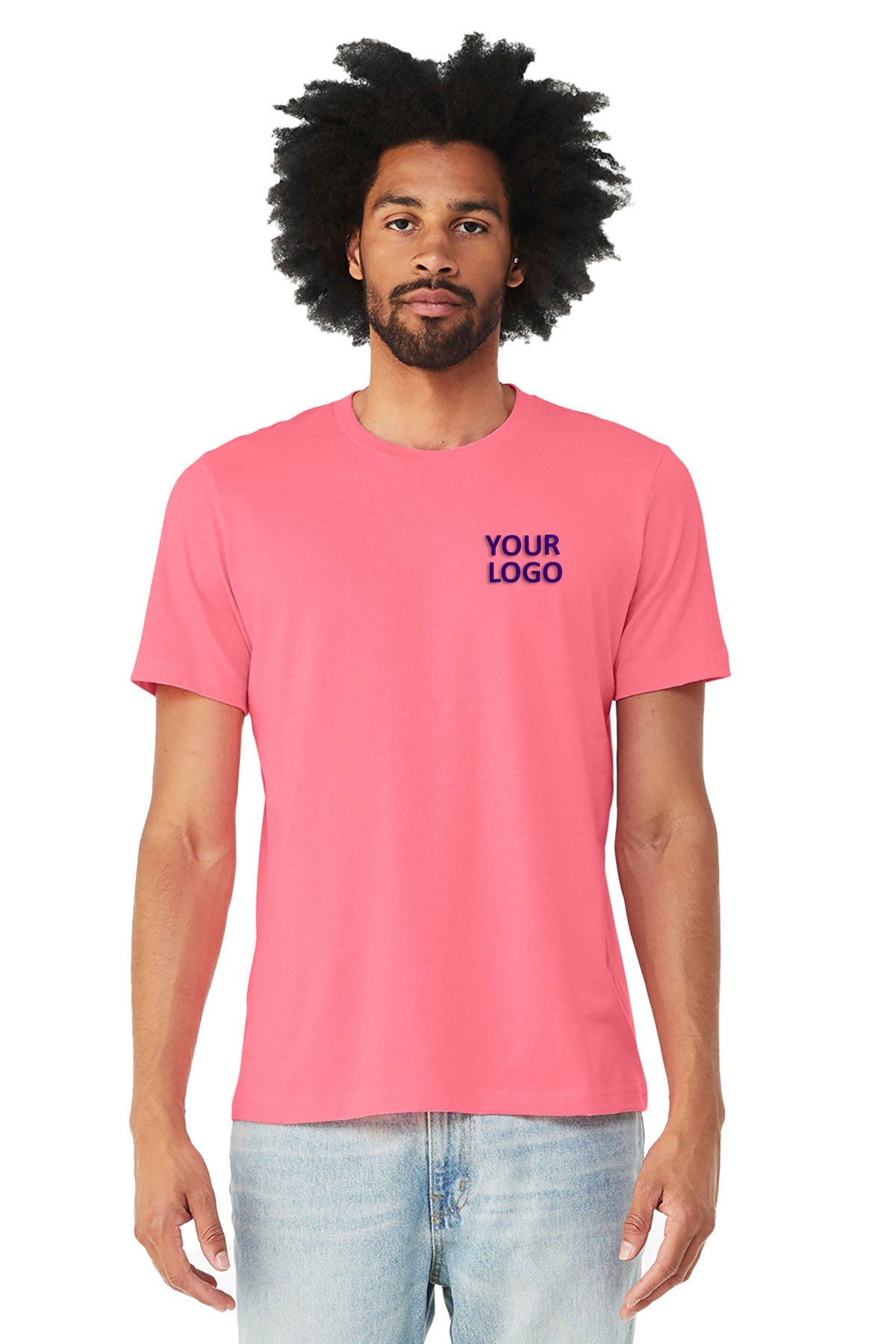 Bella Canvas Unisex Heather Custom T-Shirts, Neon Pink
