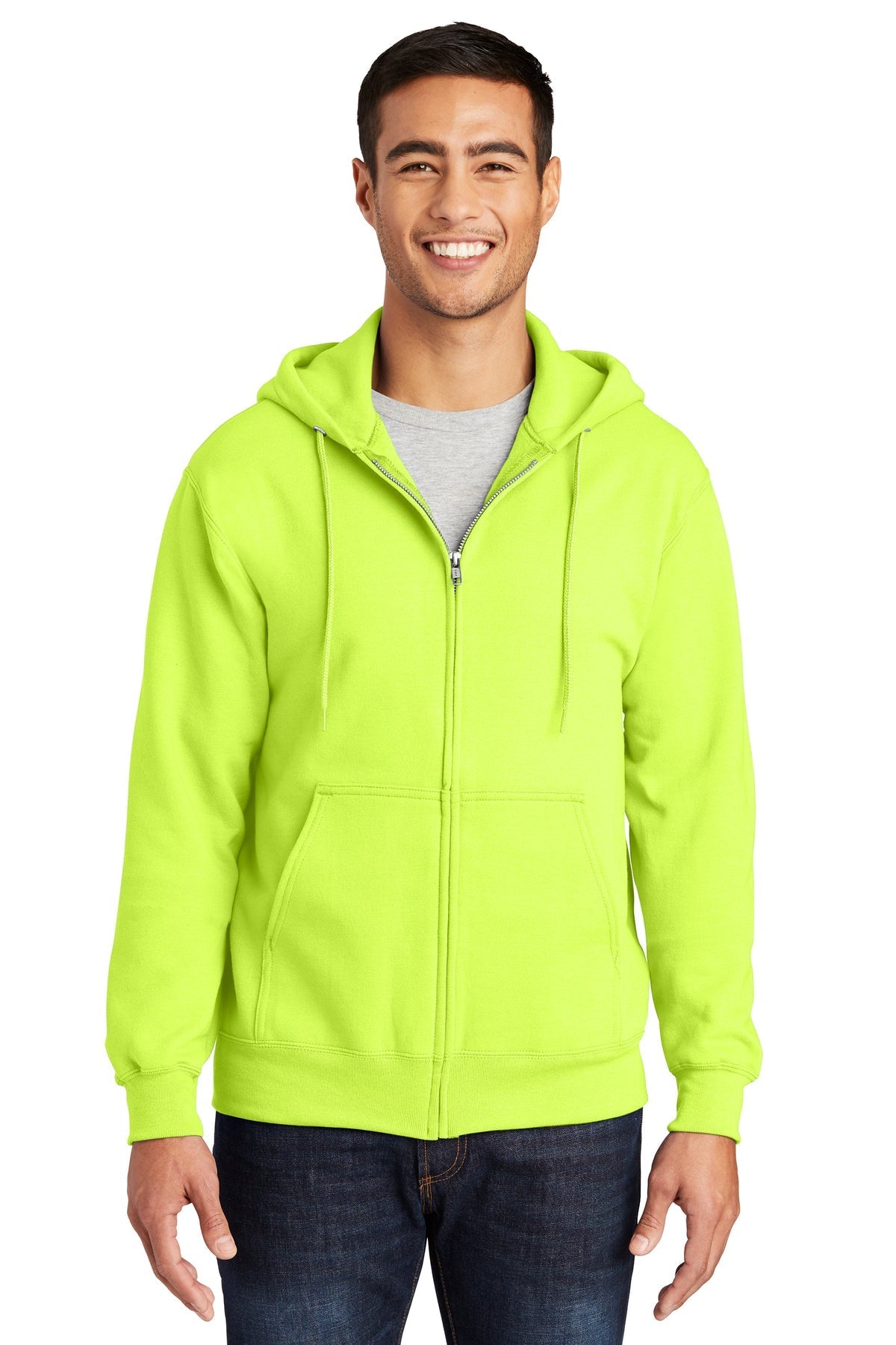 Port & Company Essential Fleece Branded Zip Hoodies, Safety Green [Fire Solutions]