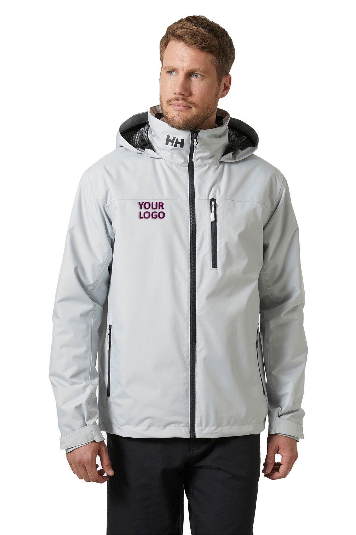 Helly Hansen Mens Crew Hooded Midlayer Custom Jackets 2.0, Grey Fog