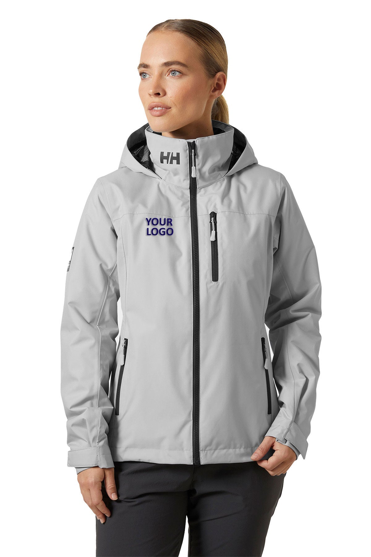 Helly Hansen Womens Crew Hooded Midlayer Custom Jackets 2.0, Grey Fog