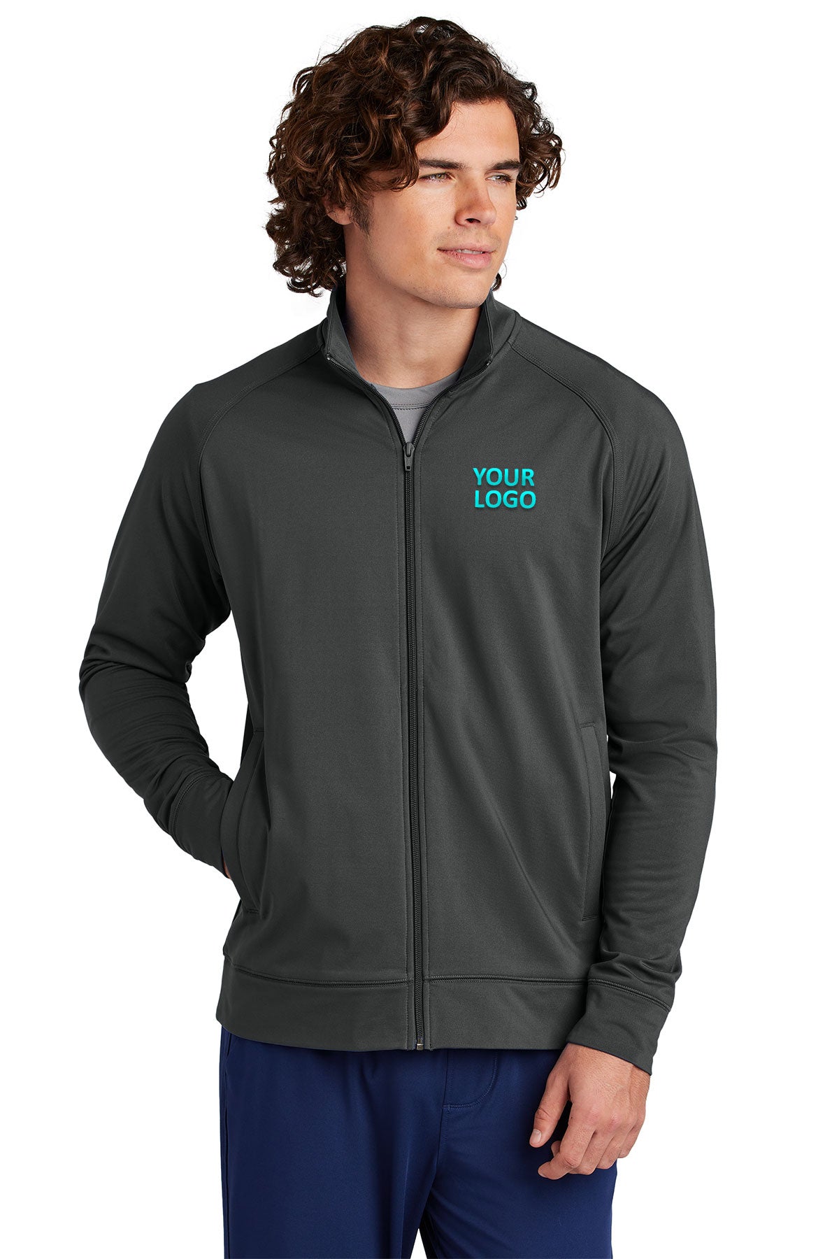 Sport-Tek Custom Sport-Wick Stretch Cadet Jackets, Charcoal Grey