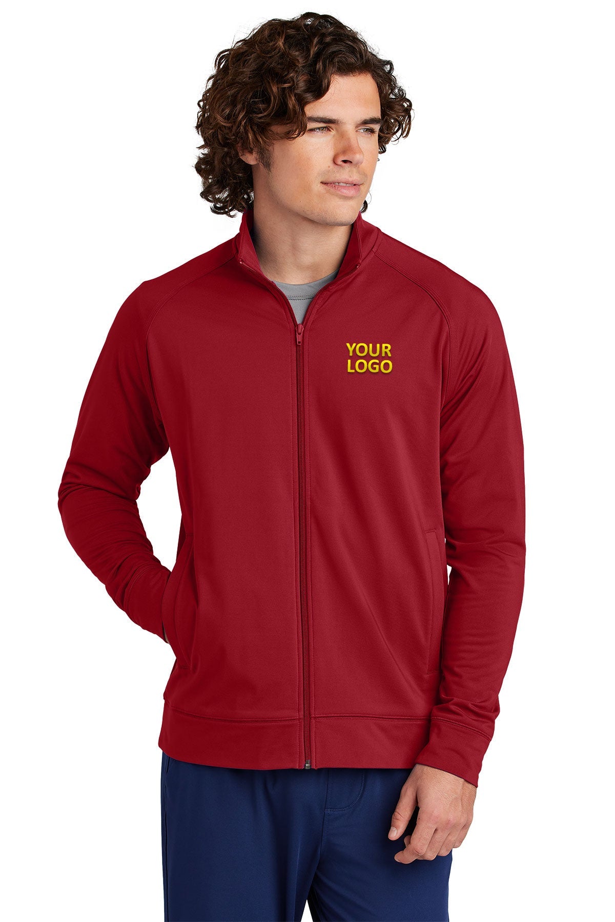 Sport-Tek Custom Sport-Wick Stretch Cadet Jackets, Deep Red