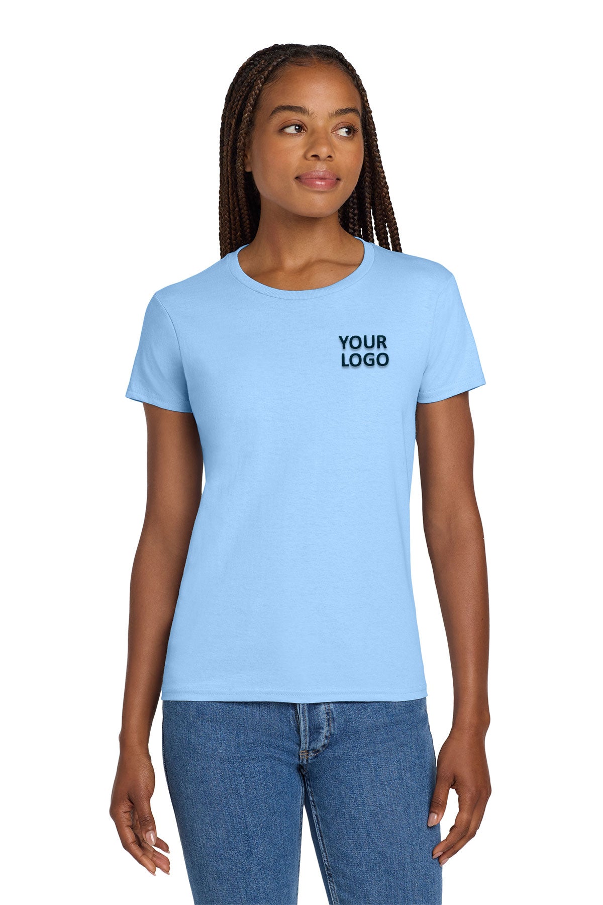 Gildan Ladies Ultra Cotton T Shirt Light Blue