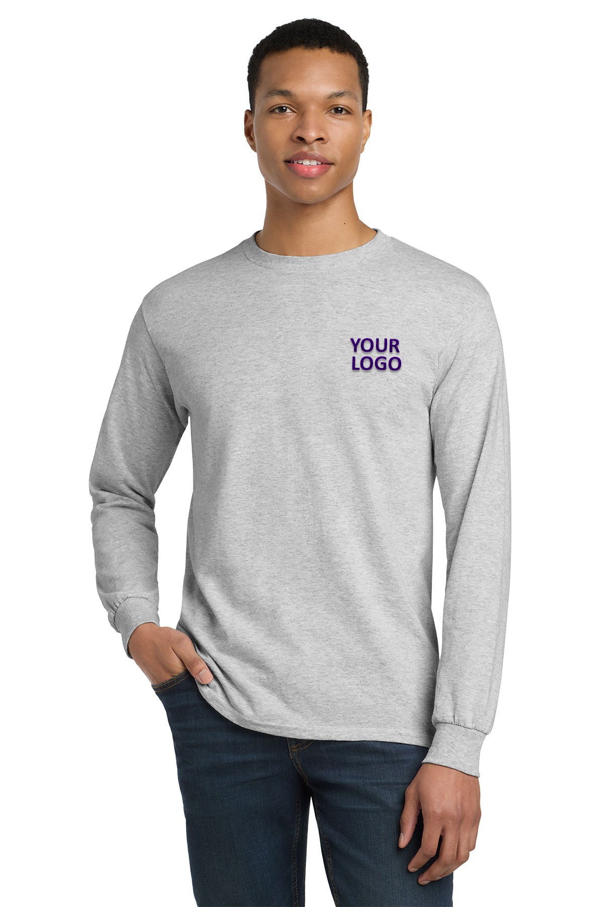 gildan dryblend cotton poly long sleeve t shirt 8400 ash grey