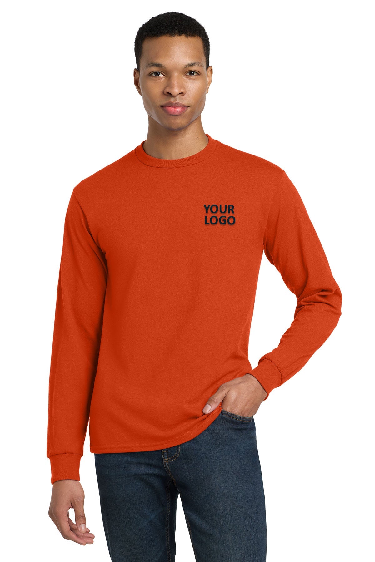 Gildan Dryblend Cotton Poly Long Sleeve T Shirt Orange